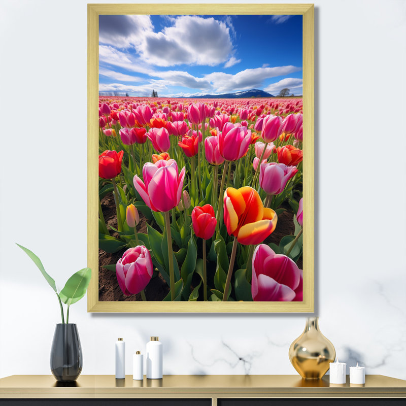 Symphonie de tulipes de Gaspey, Allemagne, H 20 po x l 12 po x P 1 po, Encadrement doré