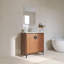  Lavabo de salle de bain simple autoportant 30 po Abelardo, lavabo en céramique blanche, 2 portes à fermeture douce-1001197640