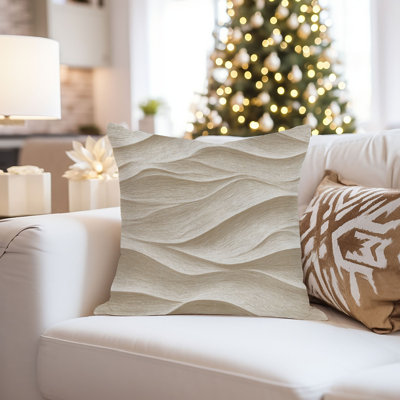 Abstract Beige Waves Pattern I Modern Throw Pillow Cover
