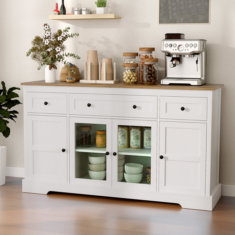 Buffet buffet, armoire à café, Blanc / Brun