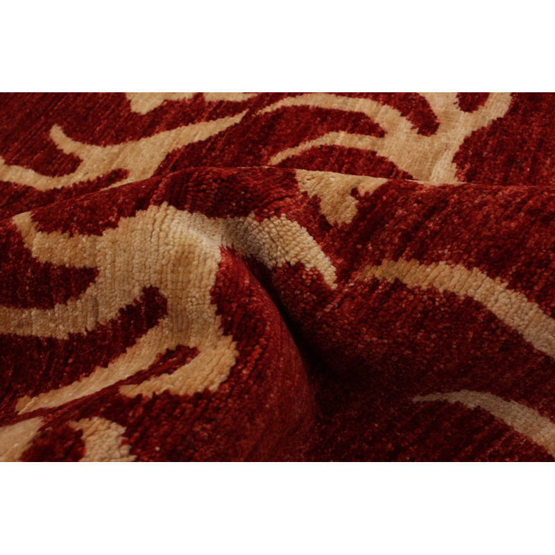 Tapis unique en laine noué à la main style Ziegler des années 2010 de 6 pi 8 po x 7 pi 7 po cuivre