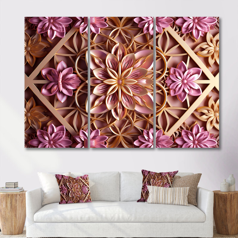 Benson - ensemble d'art mural floral moderne, Toile tendue, H 28 po x l 36 po x P 1 po