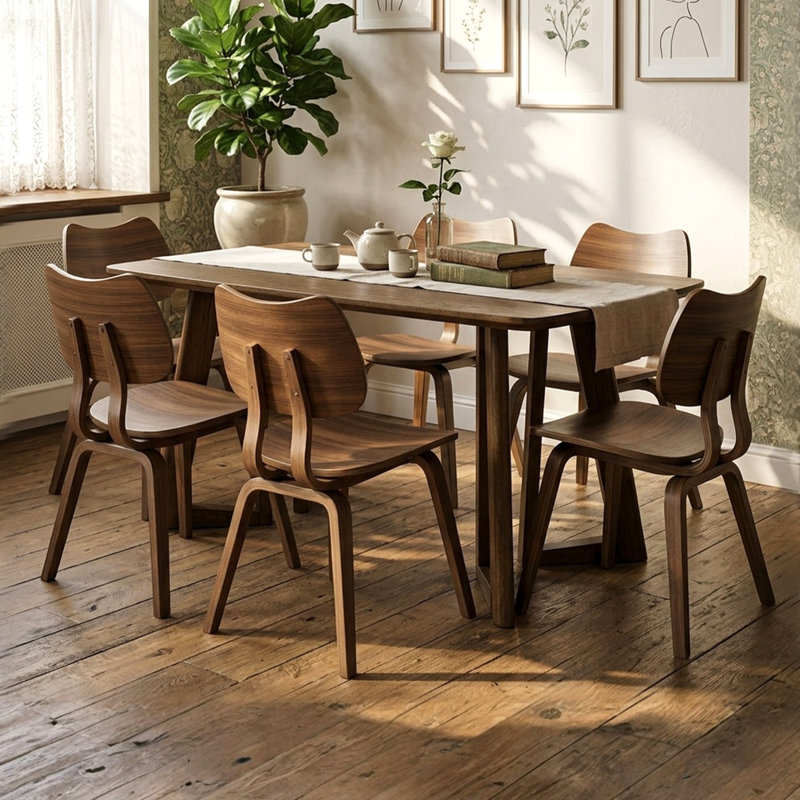 Ensembles de table de salle à manger, 7 pièces : table, 6 chaises, Brun