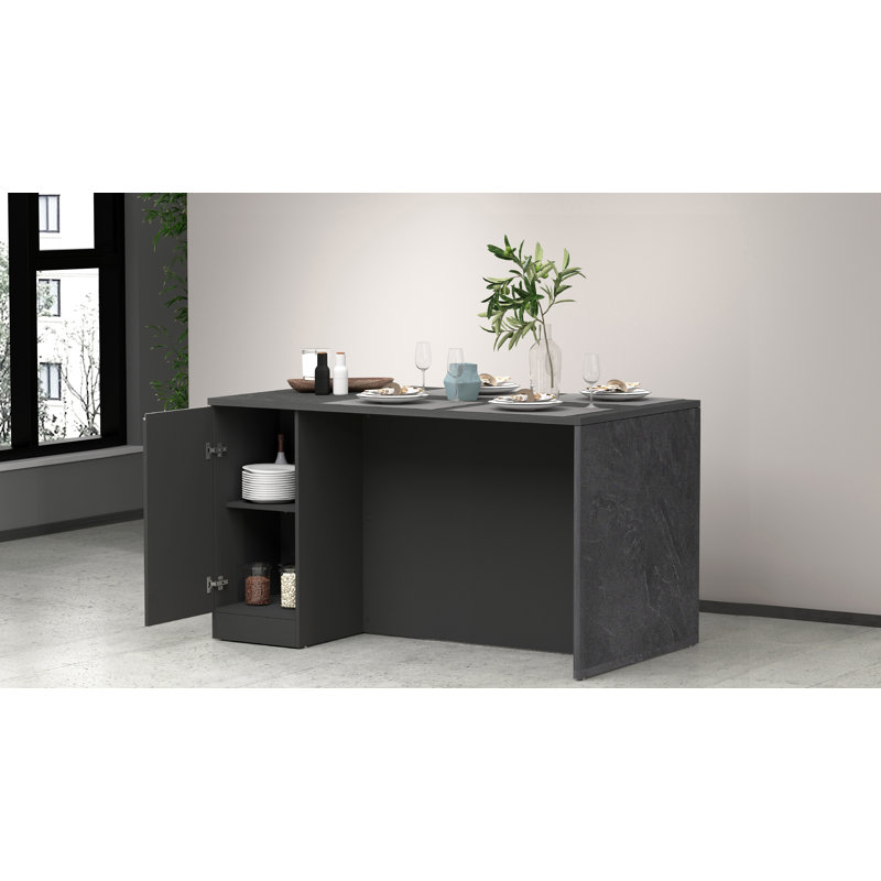 Caymitte Wood Kitchen Island, Anthracite Grey/Grey