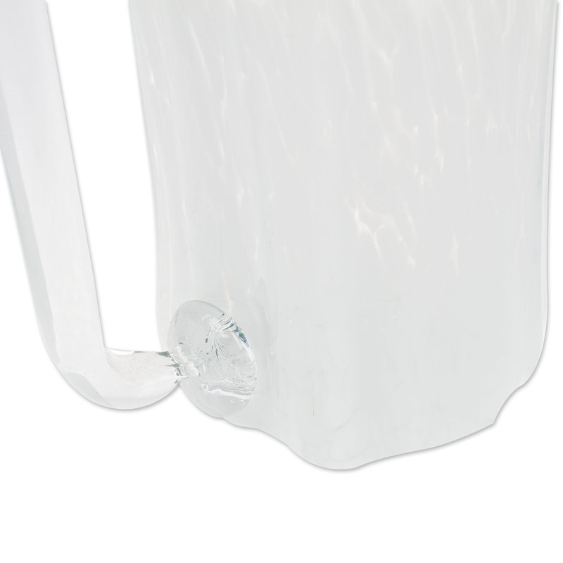 Novica Handmade Garden Relaxation In White Blown Recycled Glass Pitcher