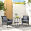 Ensemble de meubles de patio 3 pièces avec chaises rembourrées et table basse en verre trempé Ebern Designs-1092580725