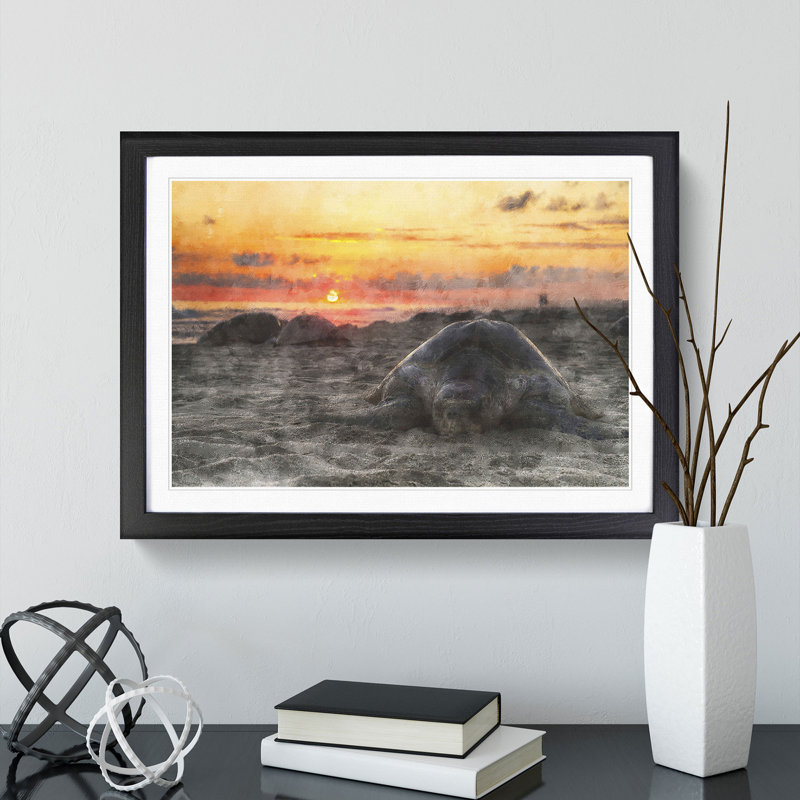 Turtle Beach - Picture Frame Graphic Art, 48cm H x 65cm W x 2cm D, Black