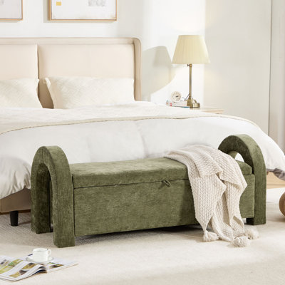 Banc de rangement en chenille à bras incurvés en forme de U