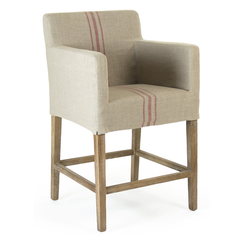 Avignon Upholstered Counter Stool with Solid Wood Frame, Counter Stool (25" Seat Height), Taupe Red