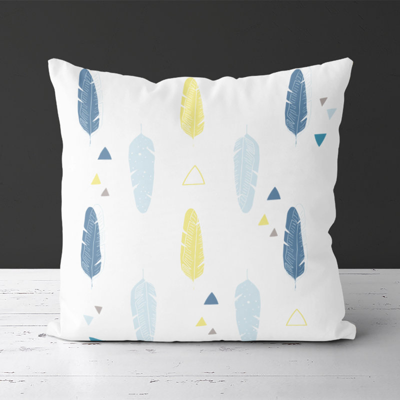 Housse de coussin carrée/insert, Blanc / Bleu / Jaune