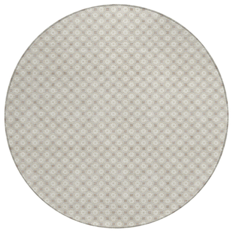 Tapis rond 8 po beige et ivoire