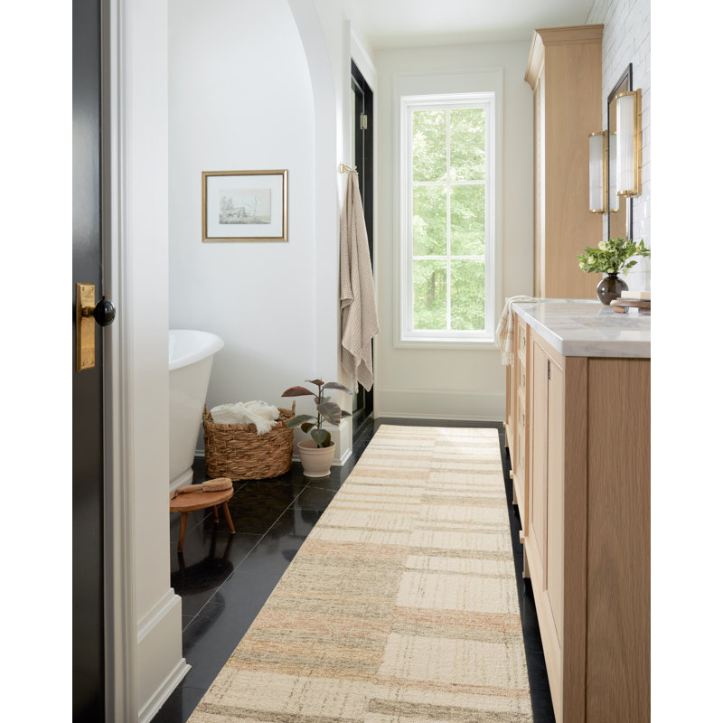 Handmade Gray Stripe Wool High Pile Runner Rug