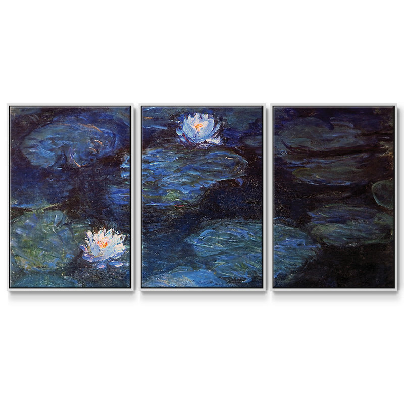 Nymphéas, 1897 3 pièces, H 24 po x l 48 po x P 2 po, Blanc