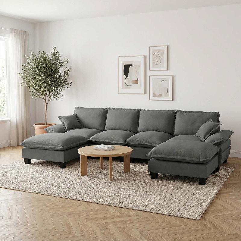 Canapé modulaire inspiré d'un voilier avec repose-pieds amovible, Gris