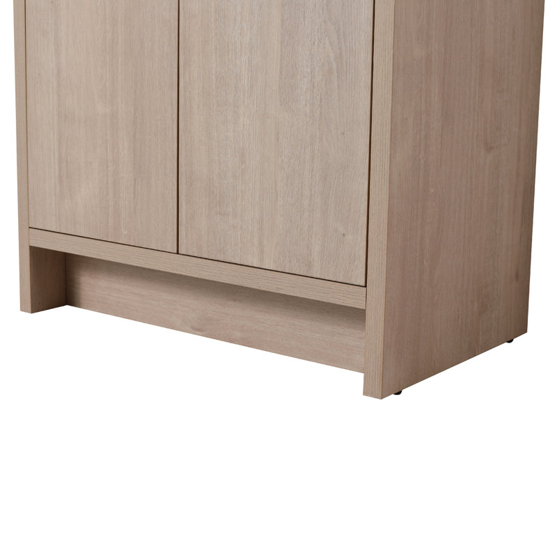 Meuble-lavabo autoportant de 30 pouces. Lavabo en céramique blanche et 2 portes. Moderne. Chêne uni. Contreplaqué. Tablette réglable. Poignées en métal pour un meuble-lavabo autoportant magnifique, en pouces. Céramique.