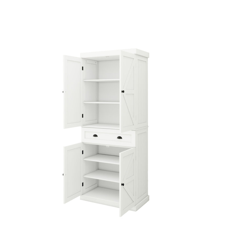 Garde-manger de 71 po avec 4 portes, un tiroir et 2 tablettes réglables - Blanc