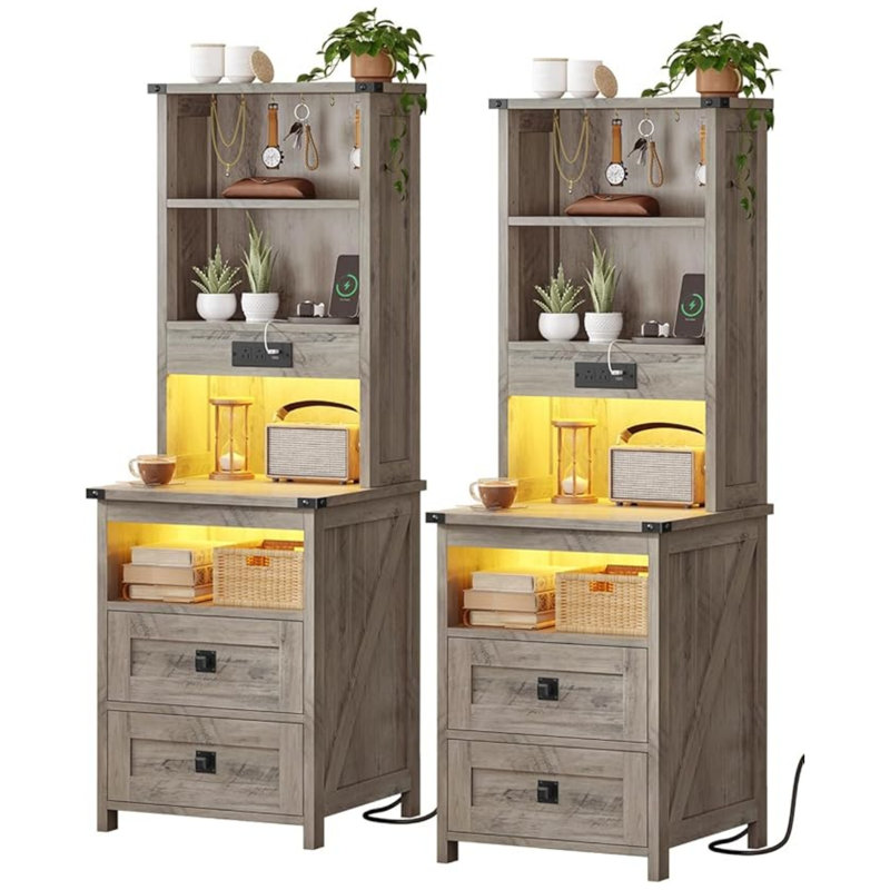 Night Stand Set of 2, Gray, 2