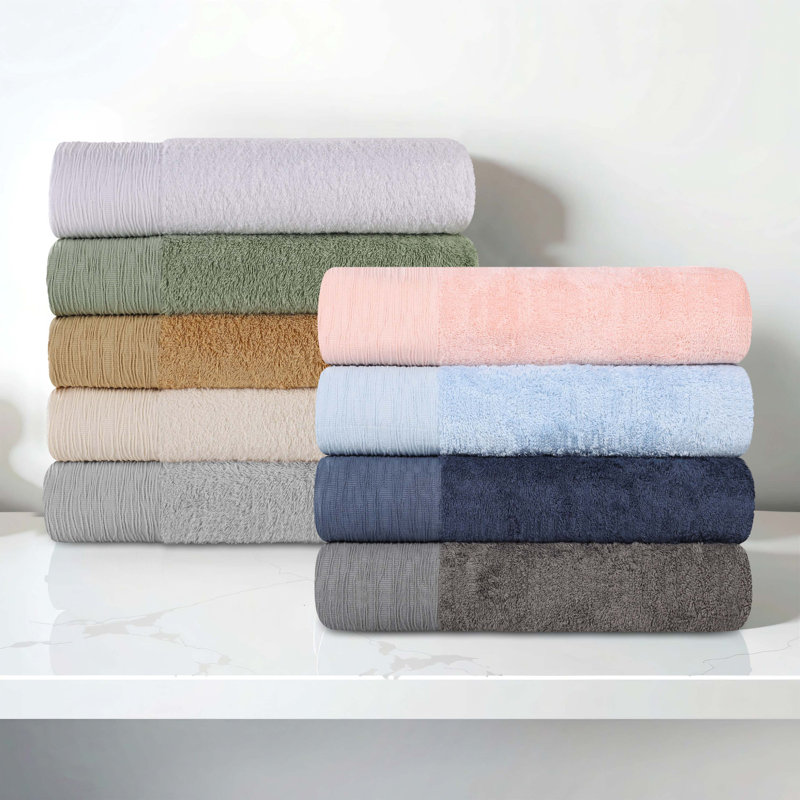 Rayon From Bamboo Cotton Blend Eco-Friendly Hypoallergenic Soft Solid Towel Set, 6 Piece Towel Set, Green