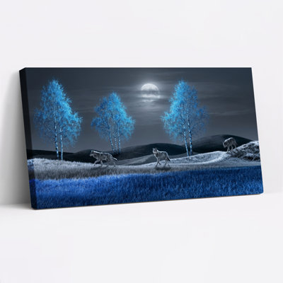 Moonlit Wolves, reproduction d'art sur toile, ensemble de 1