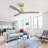 52 Inch Indoor Ceiling Fan Without Light 3 Solid Wood Blades Remote Control Reversible DC Motor