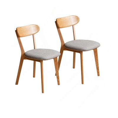 Set of 2 Solid Wood Dining Chairs, FAS Grade North American Natural Oak, Simple Natural Wooden Chairs for Dining Room & Living Room