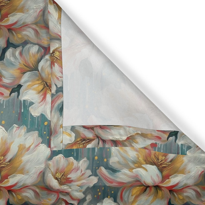Rideau à œillets abstrait avec pivoines Dakota Fields, L 50 po x L 108 po