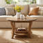 Table basse 31,5 po en bois massif avec tablette de rangement inférieure-862412874