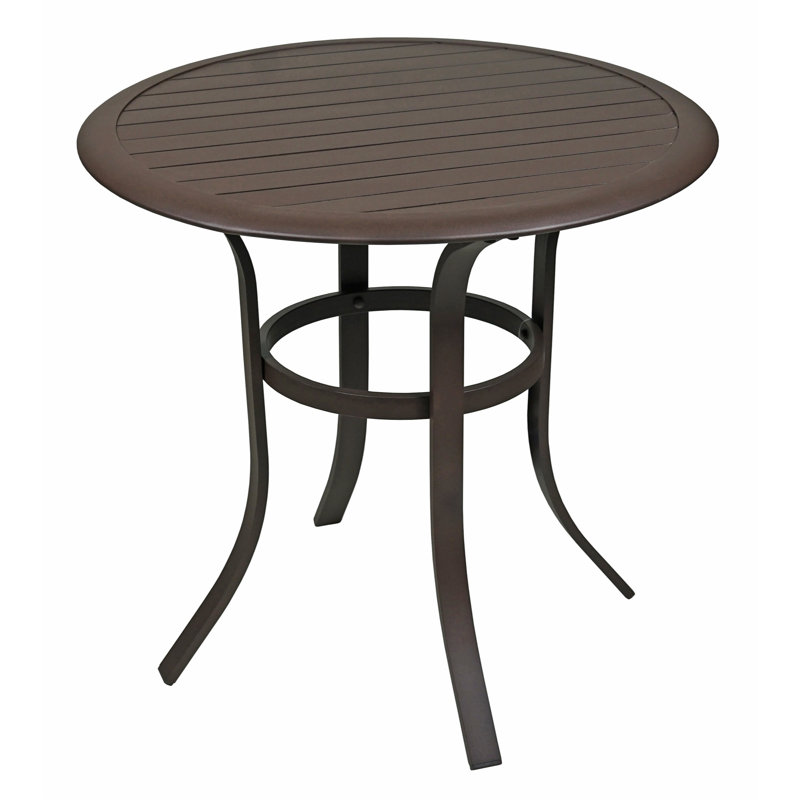  Round Outdoor Patio Bistro Table, Aluminum Frame with Slat-Top Tabletop, 30"