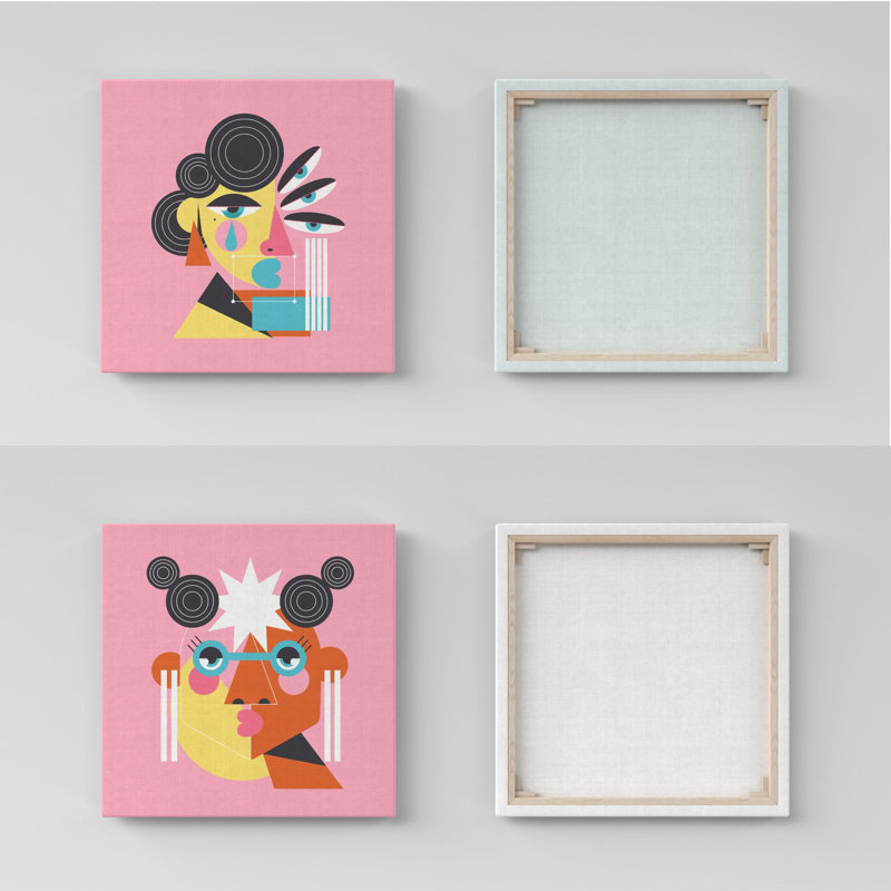 Élégantes toiles décoratives (2 pièces) de 15,8 po x 15,8 po chacune | 100% toile avec cadre 100% bois | Parfait pour la décoration de salon ou de chambre à coucher, art accrocheur pour les espaces modernes