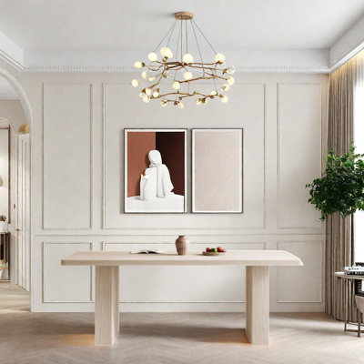 Retro stone slab dining table