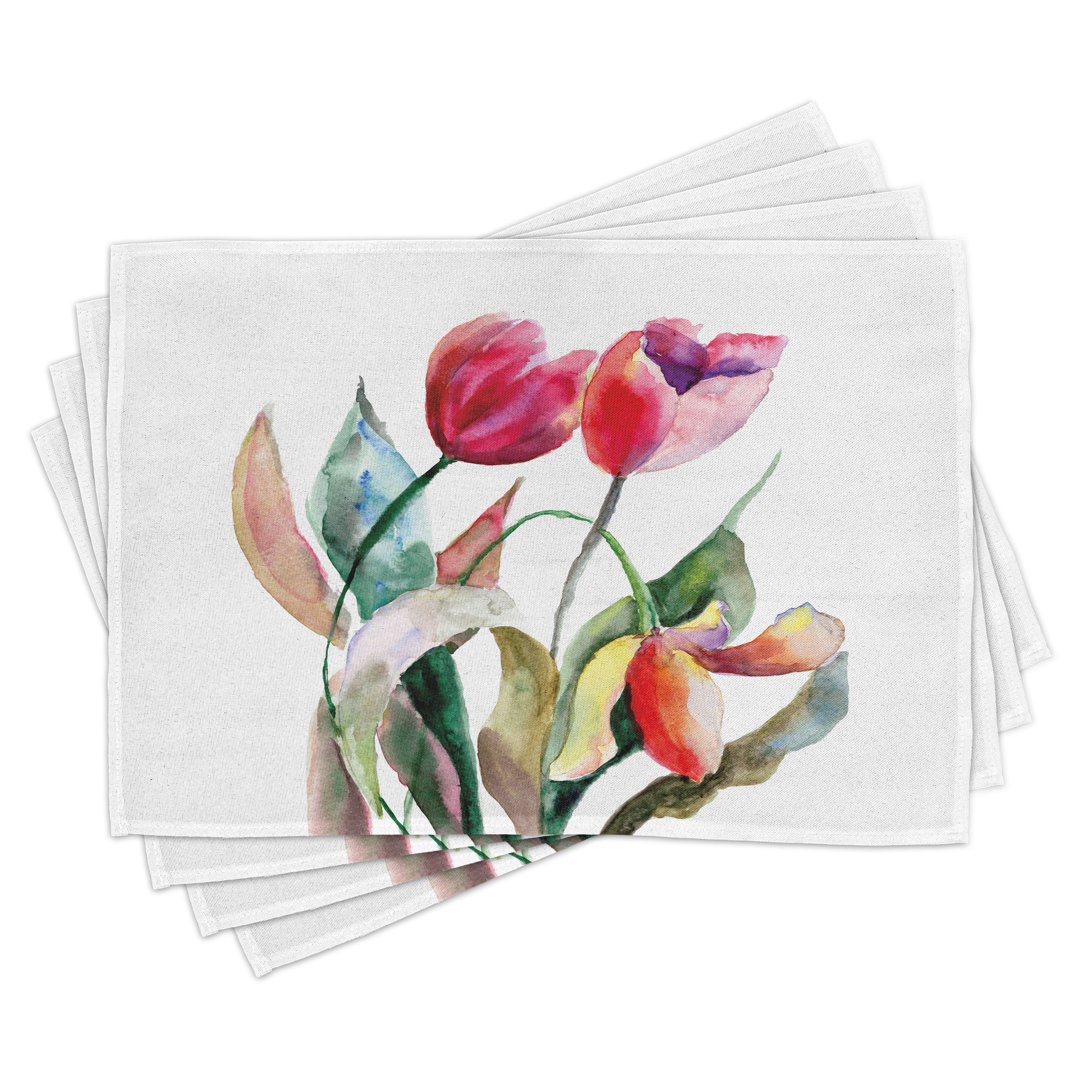 Platzmatten, Aquarell Tulpe-Blumen, Kunst, Forest Green Magenta