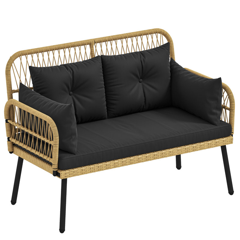 Causeuse d'extérieur en osier Patio Furniture, Noir