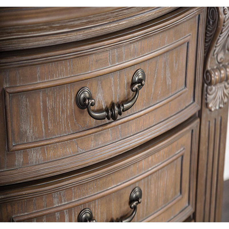 Mobilier de chambre à coucher de style transitionnel avec finition de dentil de style transitionnel 1 pièce