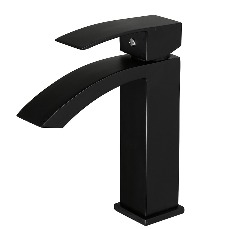 Contemporary Black Vanity Faucet, Deck-Mounted Single Hole Basin Faucet With Aluminium Alloy And Side Modern Bathroom Sink Tap Geometric Shape