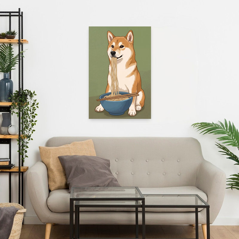Art mural contemporain Shiba Inu, H 24 po x l 16 po