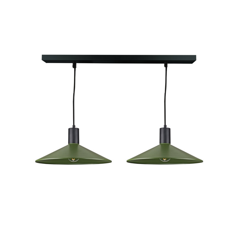 2 - Light Matte Black Dome Pendant, Black/Khaki
