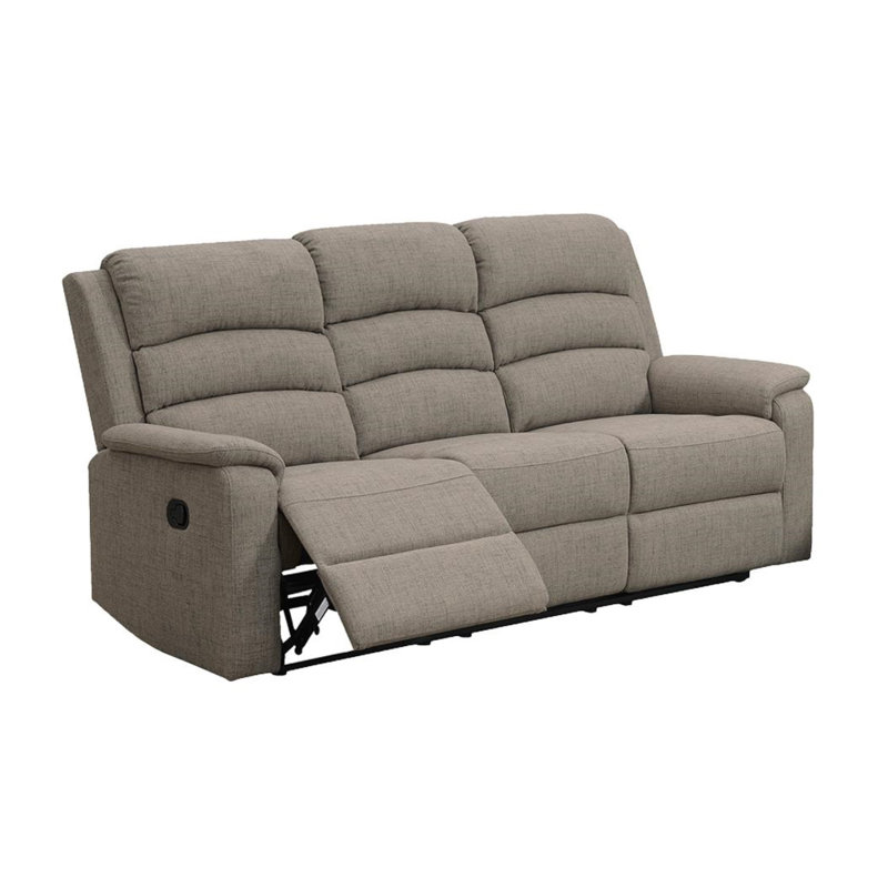 Samulicci Upholstered 74'' Reclining Sofa, Light Brown 100% Linen