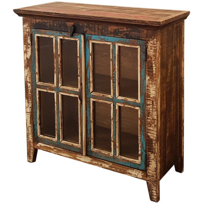 Buffet décoratif à 2 portes en bois massif