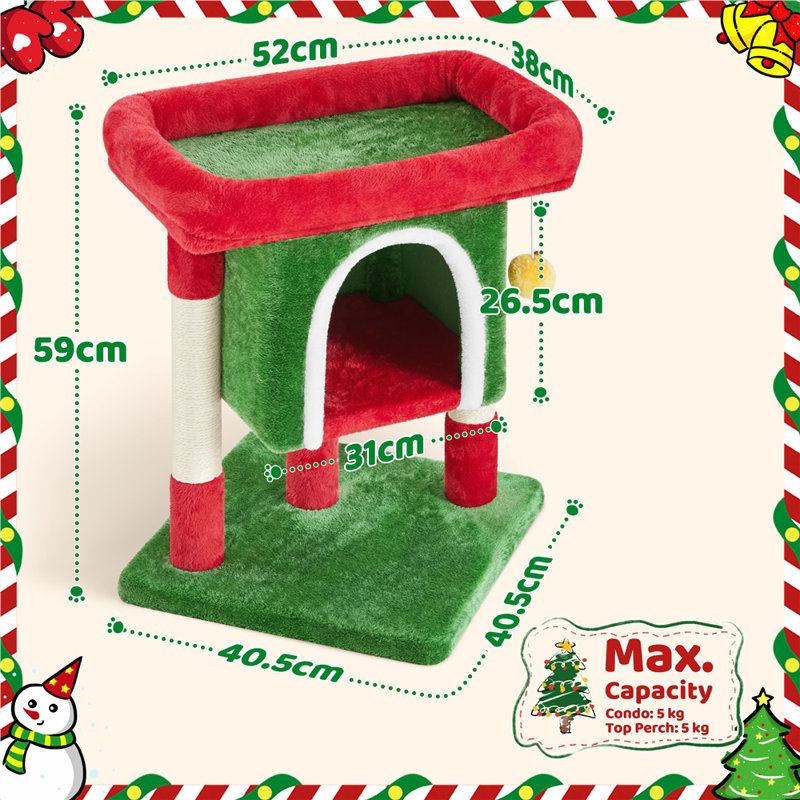 color 59cm Cat Tree, Red/Green