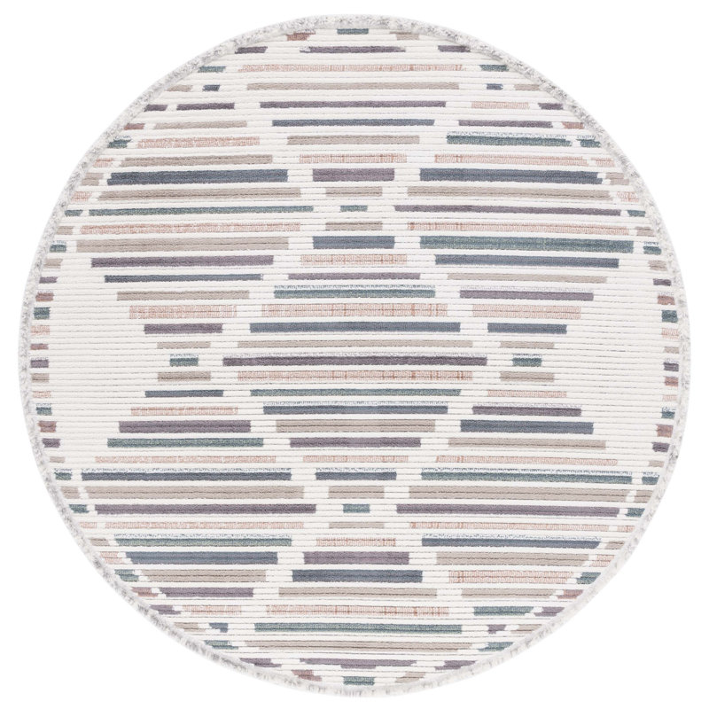 Alvilda Performance Geometric Rug, Round 6'7"