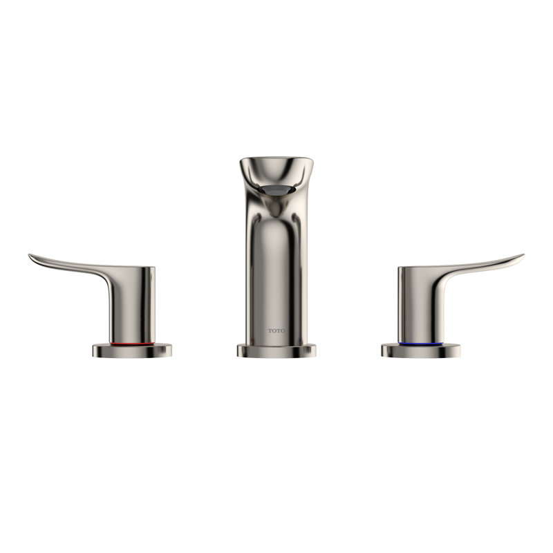 Robinet de lavabo de salle de bain espacé à deux poignées avec ensemble de bonde TOTO® GO Series 1,2 GPM, nickel poli