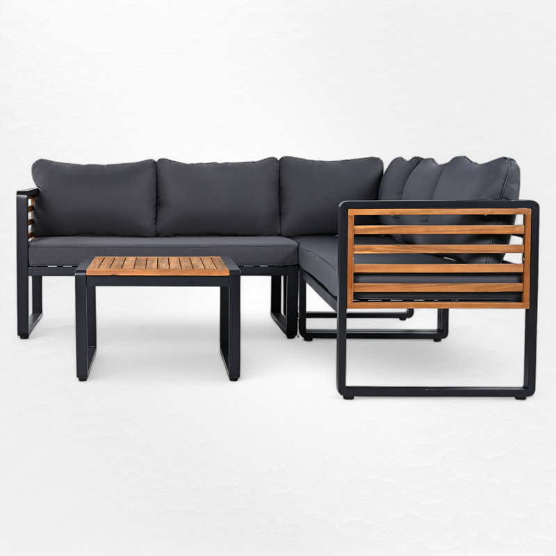 Ensemble de conversation pour patio avec coussins 4 pièces, Gris