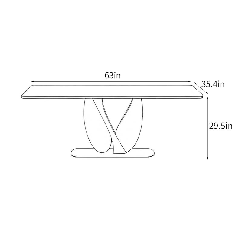 Italian style simple rectangular dining table, 29.5''H x 63''L x 35.4''W