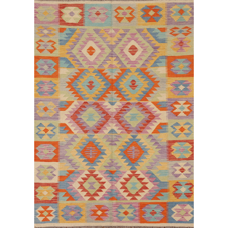 Kilim Reversible Wool Area Rug 5x7
