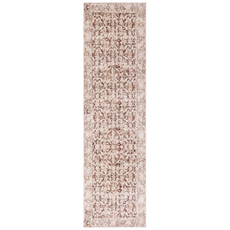Tapis en polyester tissé à la machine Ralph Lauren, rouille clair / beige, Tapis de couloir 2 pi 2 po x 10 pi
