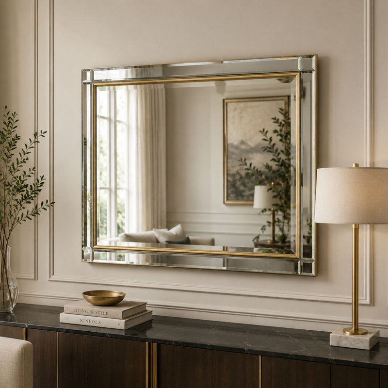 Abbeville Venetian Bevelled Accent Mirror, 136cm H x 105.5cm W