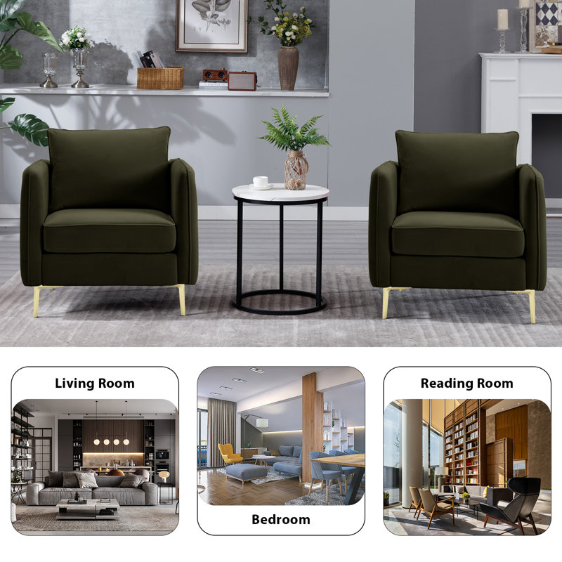 Velvet Accent Chair, Modern Tufted Single Sofa Armchair,Comfy Upholstered Armchair,Reading Club Accent Chairs for Bedroom Living Room