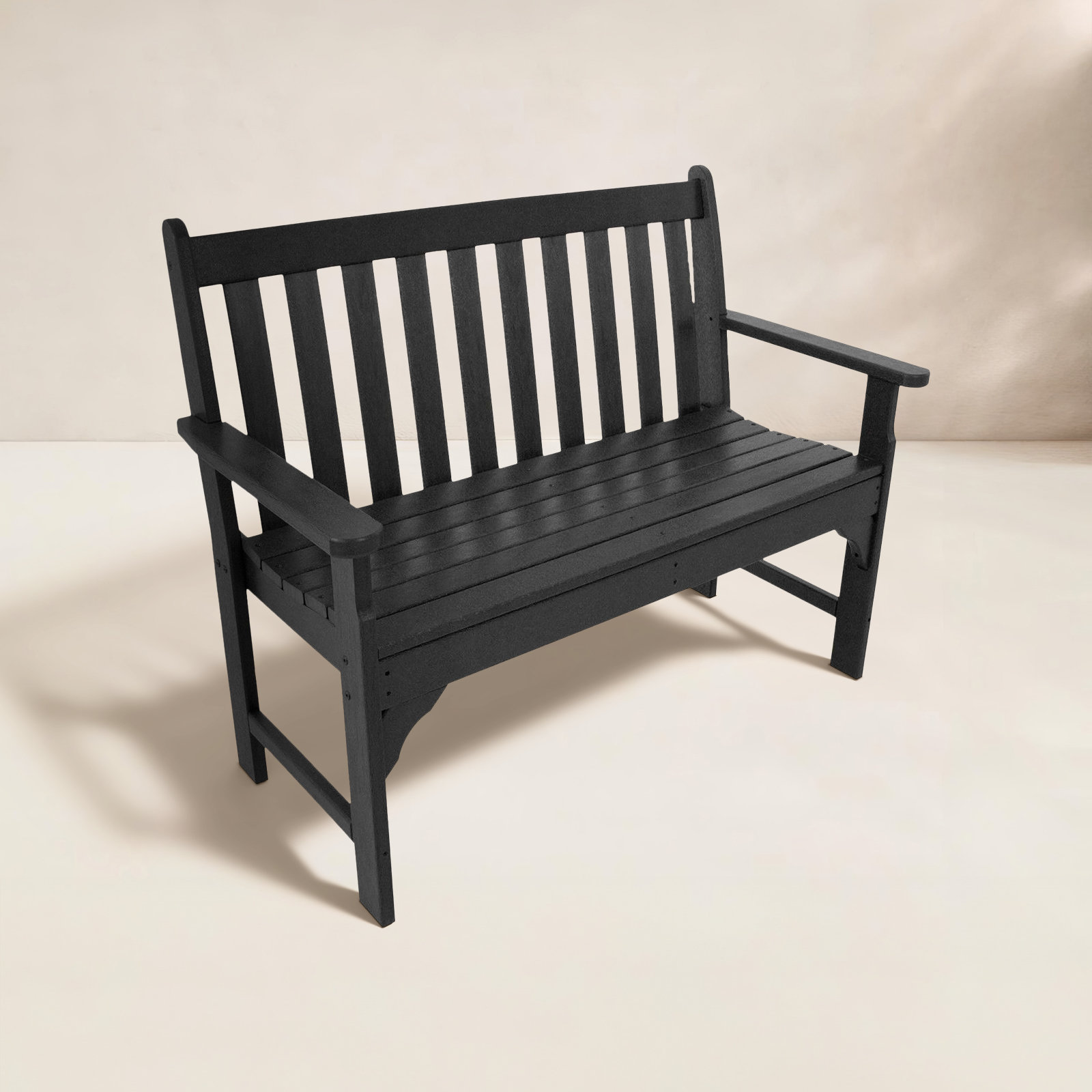 POLYWOOD® Vineyard 60" Garden Bench, 35.25" H x 48" W x 24" D, Black