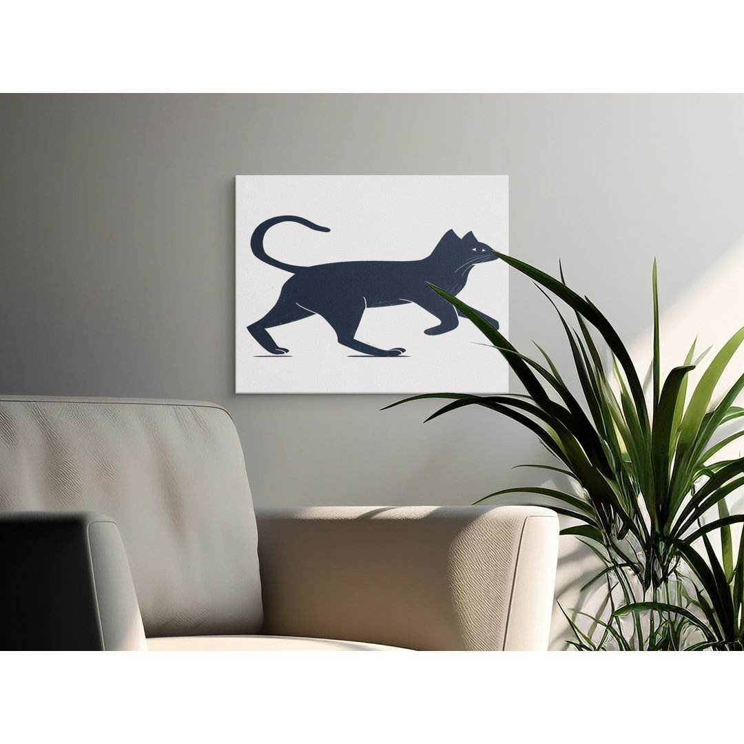 Black Cat Minimalist Wall Art Canvas Print, Modern Abstract Pet Decor, Scandinavian Animal Home Decor, Chic Cat Lover Gift Idea