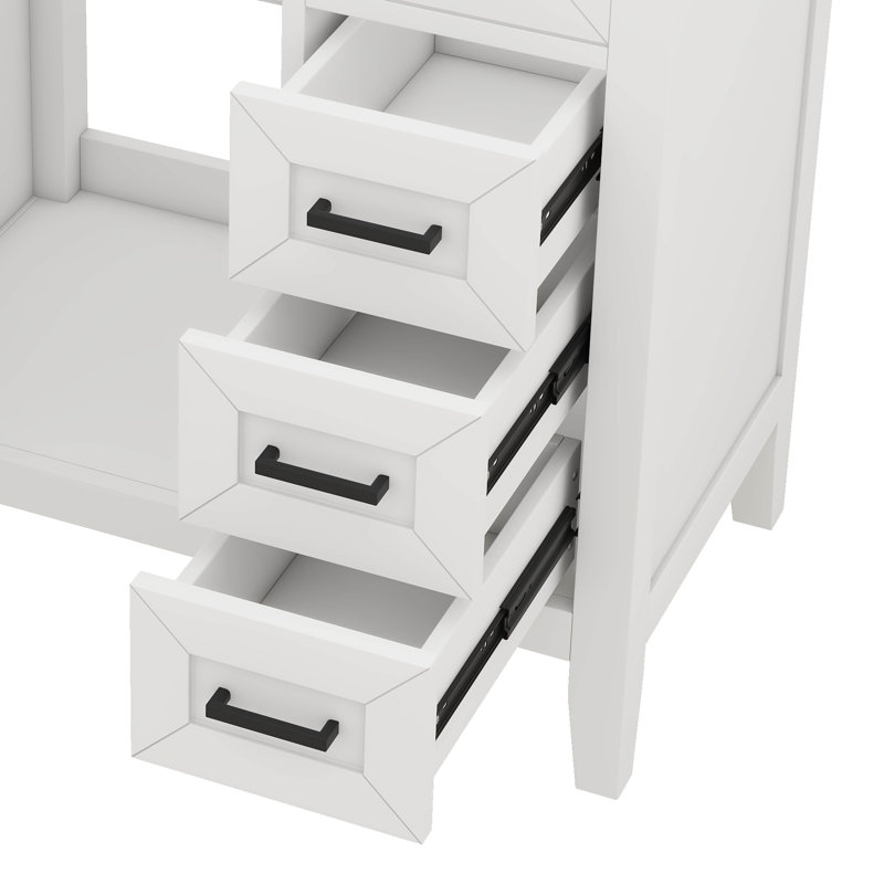 Meuble-lavabo élégant de 30 po sans lavabo avec tiroirs, Blanc